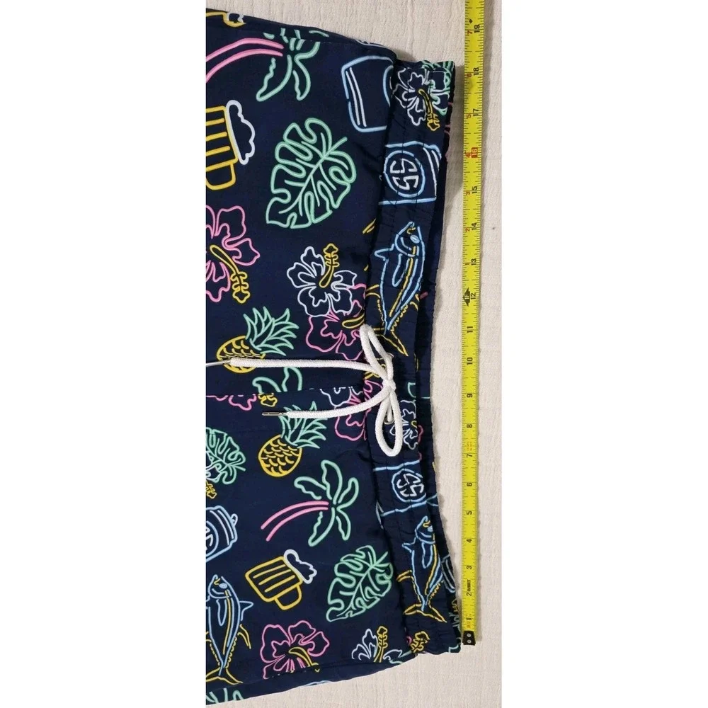 Simply Southern Navy Neon Print Swim Trunks Shorts Mens Sz‎ M